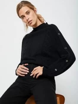 Mint Velvet Chunky Button Sleeve Jumper - Black