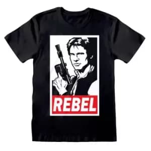Star Wars Unisex Adult Rebel Han Solo T-Shirt (L) (Black)