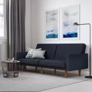 Paxson Futon Sofa Bed Clic Clac Split Back Navy Blue Linen