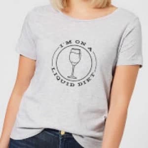 Liquid Diet Wine Womens T-Shirt - Grey - 3XL
