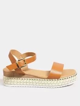 Yours Extra Wide Fit Two Part Espadrille Brown, Brown, Size 5Eee, Women