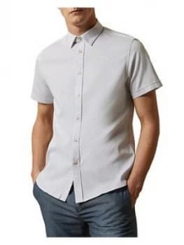 Ted Baker Windo Textured Short Sleeve Shirt, White, Size 3, Men
