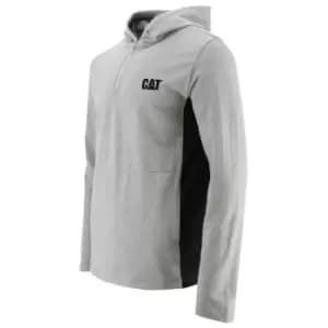 Caterpillar Mens Coolmax Quarter Zip Hoodie (S) (Heather Grey)