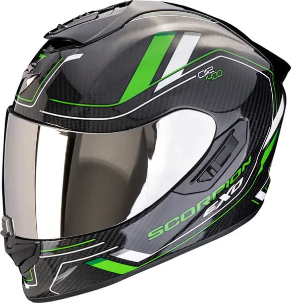 Scorpion EXO-1400 Evo II Carbon Air Mirage Black Green Full Face Helmet L
