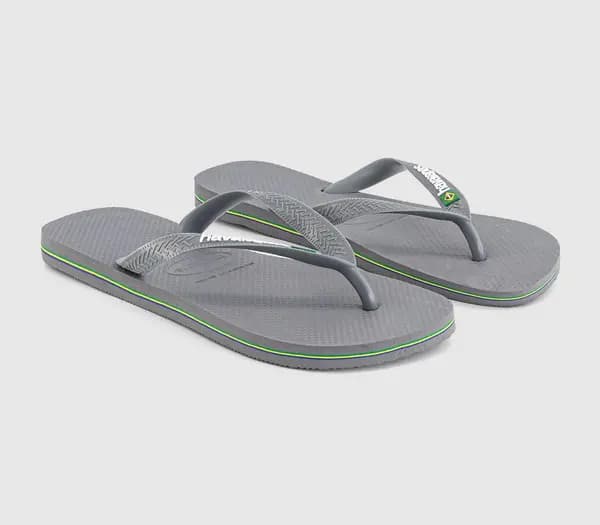 Havaianas Mens Brasil Logo Flip Flops Steel Grey, 11/12
