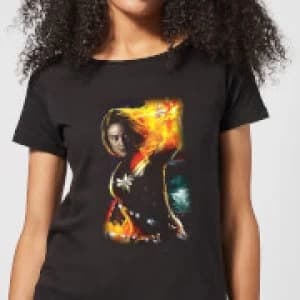 Captain Marvel Galactic Shine Womens T-Shirt - Black