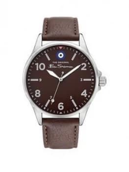 Ben Sherman Black Dial Brown Strap Watch, Brown, Men