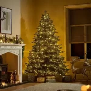 The Winter Workshop - 6.5ft Fraser Fir Artificial Pre-Lit Christmas Tree - PVC/PE Mixed Needles with 2092 Hand Crafted Branch Tips & 420 In-Stem Warm