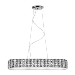 Fan Europe TANGO 6 Light Straight Bar Pendant Ceiling Light Crystals With Glass Diffusers 84x22x13cm
