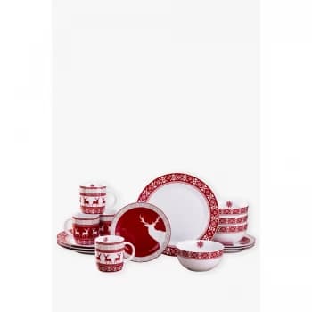 The Waterside 16pc Nordic Reindeer Set - Red