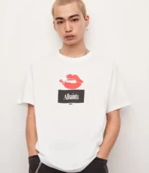 AllSaints Mens Kiss Crew T-Shirt, Optic White, Size: M