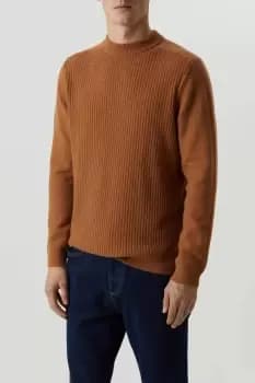 Super Soft Tan Panel Rib Knitted Funnel