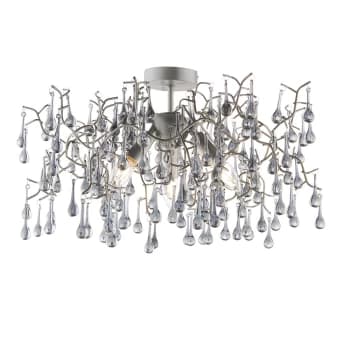 Rimini 3 Light Ceiling Semi Flush Aged Silver Paint & Smokey Grey Tinted Glass