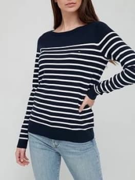 Tommy Hilfiger Boat Neck Stripe Knit - Navy