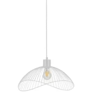 Italux Nunez - Modern Hanging Pendant Black Matt 1 Light with White Matt Shade, E27