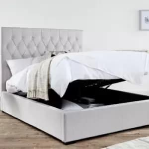 Savoy Stone Upholstered Ottoman Storage King Size Bed Frame Only - Natural