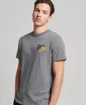 Superdry Mens Vintage Logo Source T-Shirt Grey / Rich Charcoal Marl - Size: S
