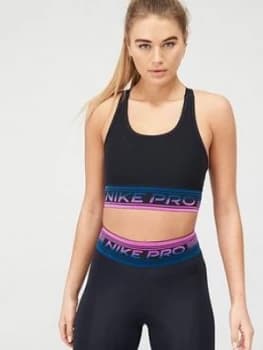 Nike Medium Control Mesh Bra - Black, Size L, Women