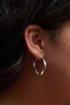 Recycled Sterling Silver 925 Square Twist Hoop Earrings