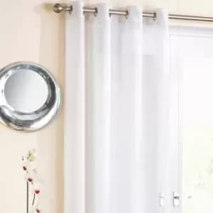 Tyrone Marrakesh Metallic Yarn Voile Eyelet Curtain Panel, White, 54 x 48 Inch