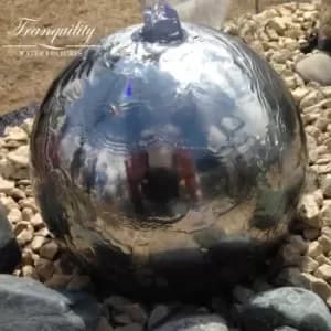Tranquility Water Features - 20cms Stainless Steel Sphere Mains Powered Water Feature