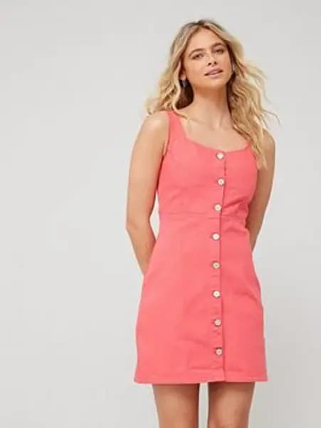 Tommy Jeans Slim Denim Dress - Pink