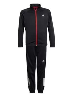 Adidas Older Boys Xfg Aeroready Tracksuit, Black/Red/White, Size 11-12 Years