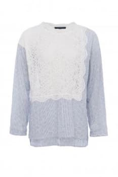 French Connection Oni Lace Mix Shirt Blue