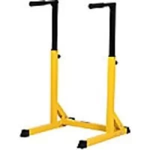 HOMCOM Dip Station, Steel Pipe PVC, 66Wx75Dx83-119H cm-Yellow/ Black