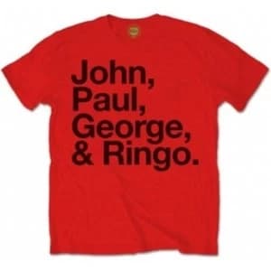 The Beatles Mens John Paul George & Ringo Red TShirt