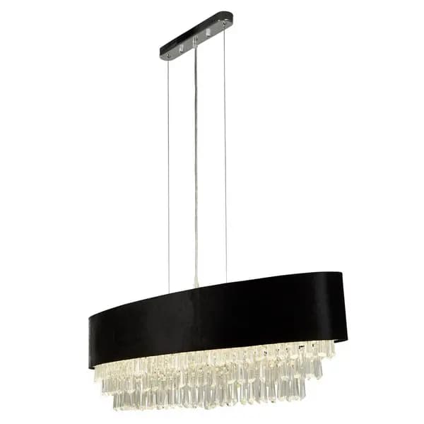 Glamour 8 Light Oval Pendant Black Velvet, Clear Crystal