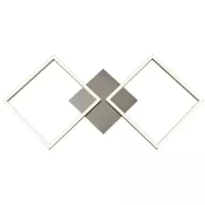 Searchlight ART - 2 Light Square LED Wall, Flush Fitting - Satin Silver