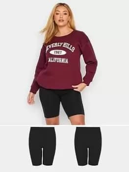 Yours Cycling Short 2Pk - Black, Size 18, Women