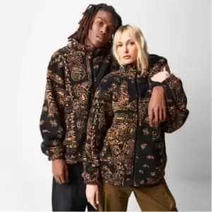 Mennace Paisley Print Borg Teddy Jacket - Black