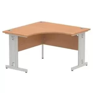 Impulse 1200 Corner Desk Silver Cable Managed Leg Desk Oak
