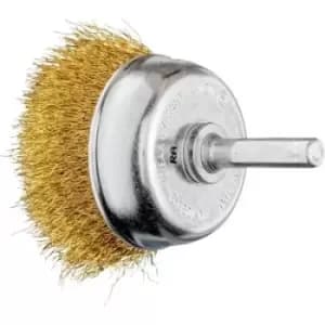 Pferd Cup Brush Crimped TBU Diameter 50mm Shank Diameter 6mm Brass Wire Diameter