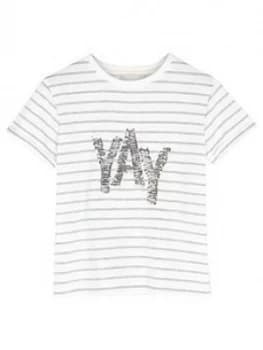 Mintie by Mint Velvet Girls Yay Sequin T-Shirt - Ivory, Size Age: 7-8 Years, Women