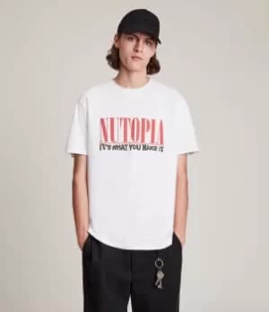 AllSaints Mens Ninety Crew T-Shirt, Chalk White, Size: M