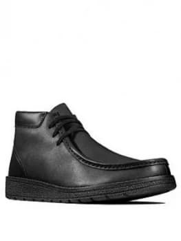 Clarks Youth Mendip Loop Lace Up Boots - Black