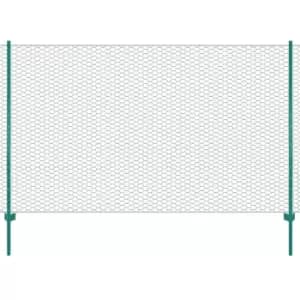 Vidaxl Wire Mesh Fence With Posts Steel 25X1.5 M Green