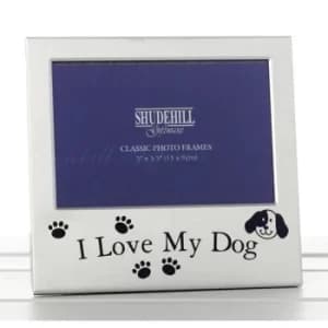 Satin Silver Occasion Frame I Love My Dog 5x3