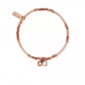 ChloBo Rose Gold Mini Noodle Cube Two Heart Bracelet RBMNC1067