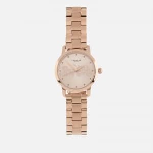 Coach Womens Grand Metal Strap Watch - Rou Rose Gold