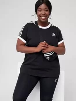 Adidas Originals 3 Stripes T-Shirt (Plus Size) - Black