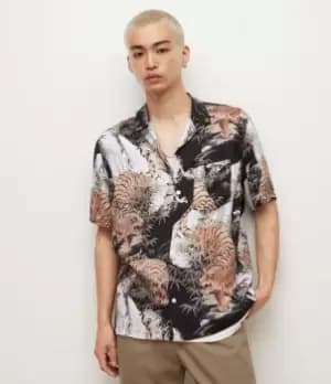 AllSaints Mens Sumerian Shirt, Jet Black, Size: M