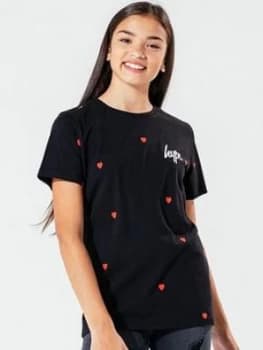 Hype Girls Love Heart Short Sleeve T-Shirt - Black