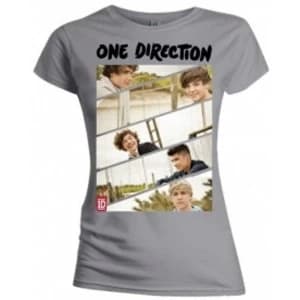 One Direction Band Sliced Skinny Grey TS: Large