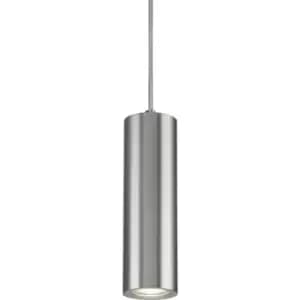 Knightsbridge Dasan Single Long Fixed Round Pendant Brushed Chrome - DAB1FRBC