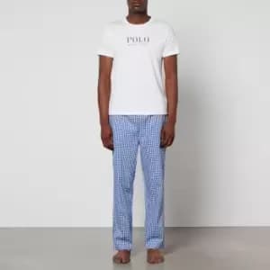 Polo Ralph Lauren Mens Short Sleeve Sleep Set - White/Blue Gingham - L