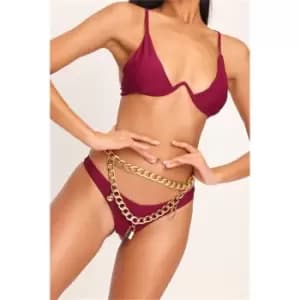 I Saw It First Burgundy Monowire Bikini Set - Red
